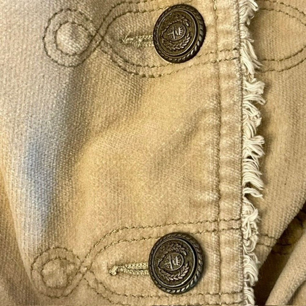 Venezia Supreme Vintage Y2K Tan Corduroy Distressed Boho Blazer Jacket 14/16 - Picture 4 of 10